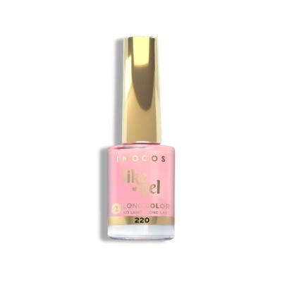 Esmalte de unhas INOCOS cor rosa claro com tampa dourada