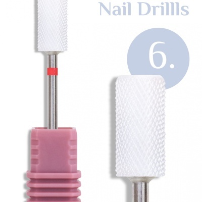 Broca para unhas INOCOS com base rosa e ponta branca texturizada