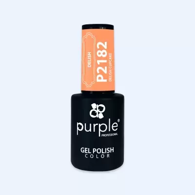 Frasco de verniz gel para unhas Purple Professional preto com rótulo laranja