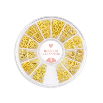 Roda plástica com decoração para unhas dourada INOCOS