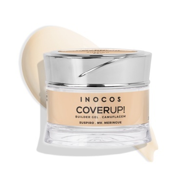 Frasco de gel para unhas INOCOS COVERUP! em fundo branco