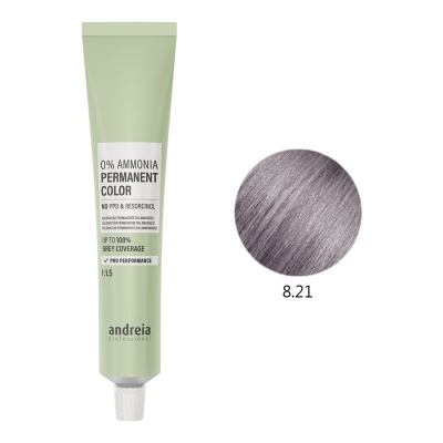 Tubo de creme para coloração capilar permanente sem amónia cor 8.21 cinza