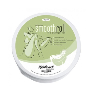 Rolo de depilação liso Smooth Roll em embalagem redonda branca e verde com imagem feminina estilizada