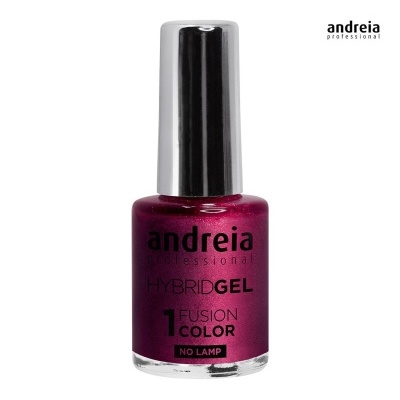 Frasco de verniz de unhas roxo metálico ponta prateada com texto da marca