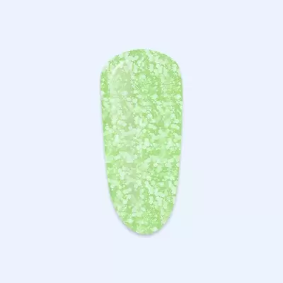 Preenchimento de unha artificial verde claro com pontos brancos