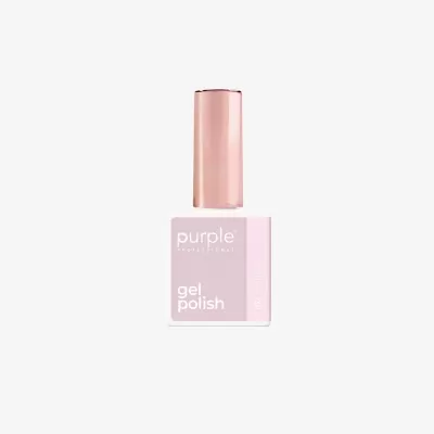 Frasco de verniz gel rosa da marca Purple Professional com tampa metálica rosa dourado
