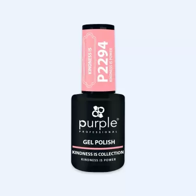 Esmalte de gel rosa claro Purple Professional com tampa rosa e texto KINDNESS IS COLLECTION