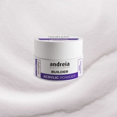 Pote branco de pó acrílico para unhas Andreia Professional Builder Soft White