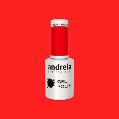 Frasco de verniz gel Andreia Professional com tampa vermelha e corpo branco