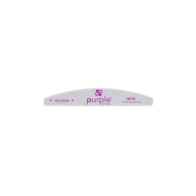 Lima de unhas curva cinza com texto roxo da marca purple