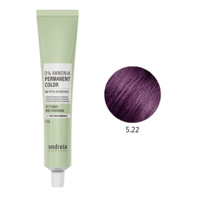Tubo de tinta de cabelo permanente verde com cor roxa 5.22