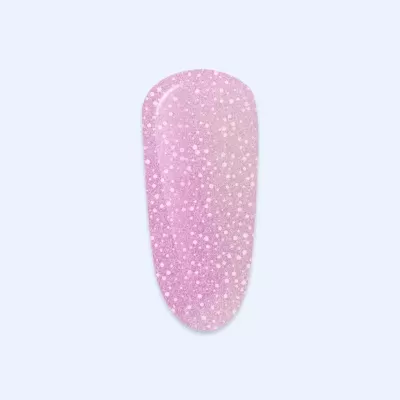Unha postiça cor de rosa com pontos brancos brilhantes