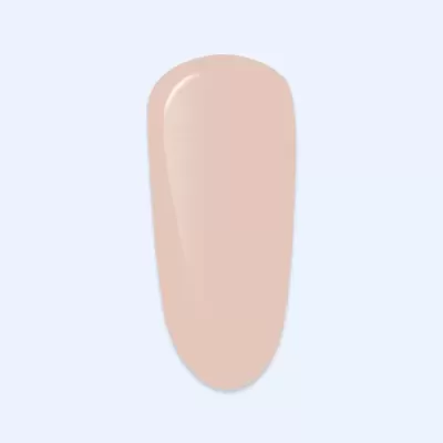 Amostra de verniz de unhas bege nude brilhante sobre fundo azul claro