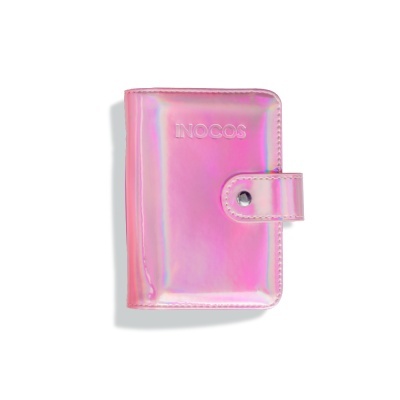 Carteira pequena cor-de-rosa holográfica com fecho de botão