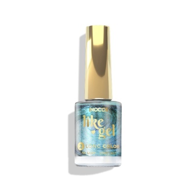 Frasco de verniz como gel azul metalizado MOCO com tampa dourada