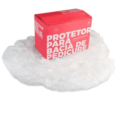 Caixa vermelha com protetores transparentes para bacia de pedicure