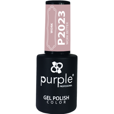 Frasco preto fosco de verniz gel para unhas Purple Professional com rótulo rosa