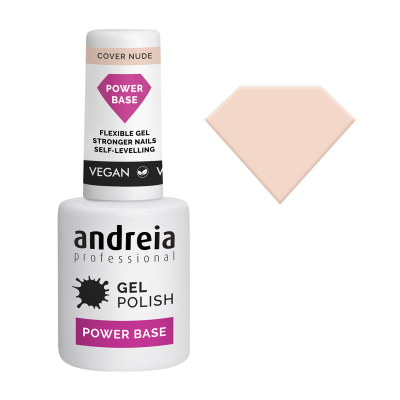 Frasco branco de verniz gel para unhas com amostra de cor nude clara