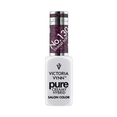 Frasco de verniz de unhas Victoria Vynn com tampa roxa glitter e texto No.130 TAWNY PORT.