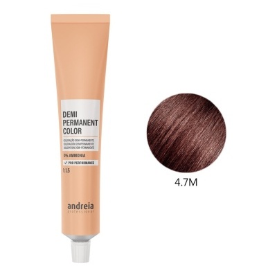 Tubo de tinta para cabelo Andreia demi permanent color 4.7M vermelho-mogno