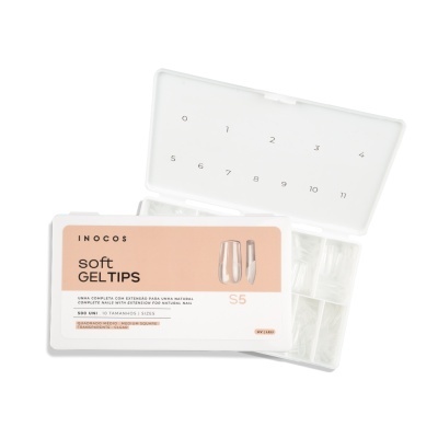 Conjunto de unhas artificiais transparentes Inocos Soft GEL TIPS em caixa branca