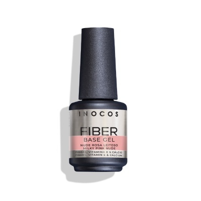 Frasco de verniz gel INOCOS FIBER BASE GEL nude rosa leitoso