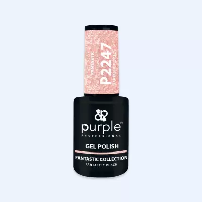 Frasco verniz gel Purple Professional pêssego com glitter