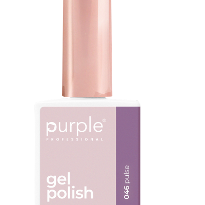 Frasco de verniz gel roxo com tampa cor de rosa metalizada