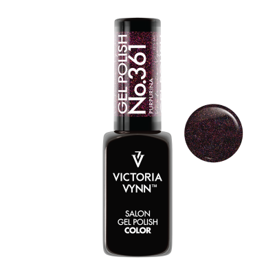 Esmalte em gel Victoria Vynn roxo com glitter e embalagem preta