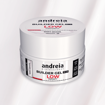 Frasco branco de gel para unhas Andreia professional Builder Gel baixíssima viscosidade