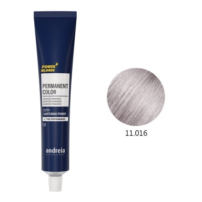 Tubo de coloração permanente para cabelo azul escuro com amostra de cor prateada 11.016