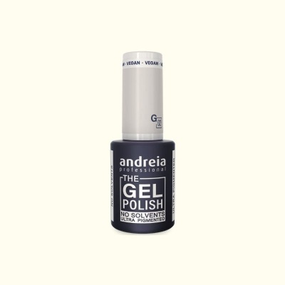 Frasco de verniz gel Andreia Professional preto com tampa cinza clara