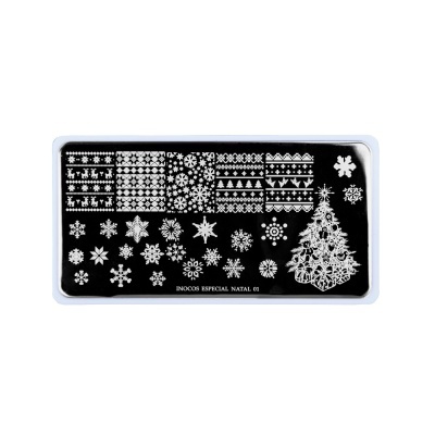 Placa metalica para estampagem de unhas com desenhos de Natal
