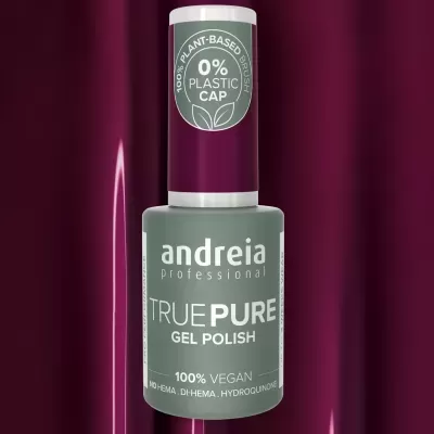 Esmalte gel True Pure Andreia Professional cor borgonha com texto ecológico na tampa