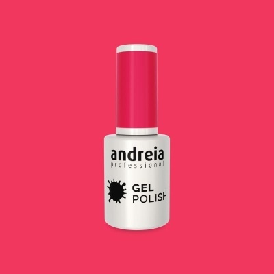 Frasco de verniz gel para unhas andreia professional rosa e branco