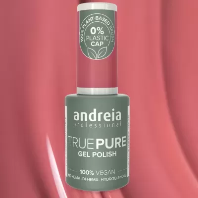 Esmalte em gel TRUE PURE da andreia professional com tampa rosa e embalagem verde