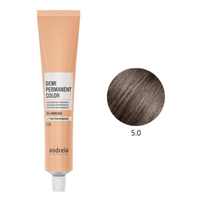 Tubo de tinta cabelo demi-permanente castanho médio 5.0 Andreia Professional