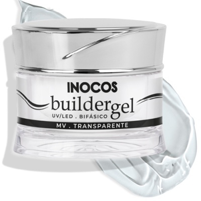 Frasco de gel construtor transparente para unhas com tampa prateada