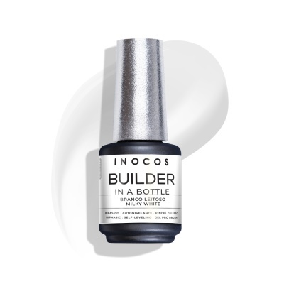Frasco de verniz de unhas INOCOS BUILDER IN A BOTTLE branco leitoso