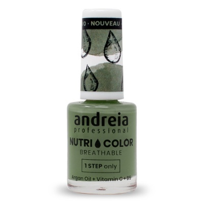 Frasco de verniz de unhas Andreia Professional cor verde com tampão branco e detalhes pretos