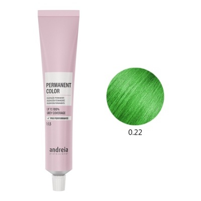 tubo rosa de coloração permanente para cabelo e amostra verde 0.22