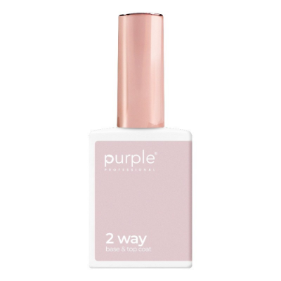 Frasco de verniz para unhas base e top coat da marca Purple Professional, cor rosa claro com tampa rosa metálica.