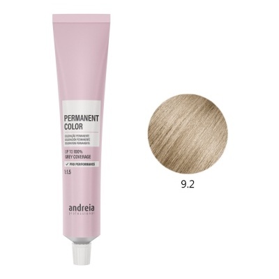 Tubo rosa de coloração capilar permanente com amostra de cor 9.2