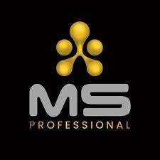 Logótipo MS Professional com símbolo dourado sobre fundo preto