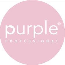 Logótipo circular rosa com texto branco 'purple PROFESSIONAL'.