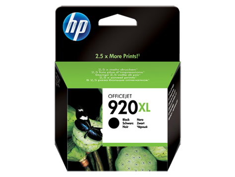 Embalagem tinta HP OfficeJet 920XL preta com borboleta e folhas verdes