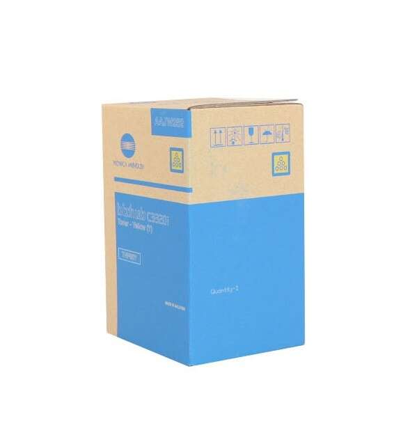 Caixa de papelão reciclado azul e castanho para consumíveis Xerox
