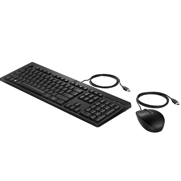 Teclado e rato preto com fios USB