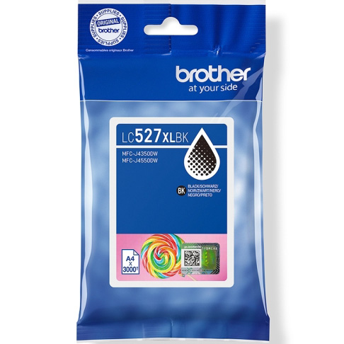 Cartucho de tinta Brother LC527XL BK preto em embalagem azul