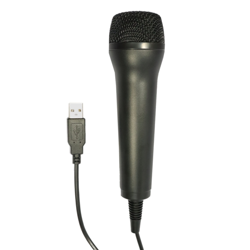 Microfone portátil preto com cabo USB